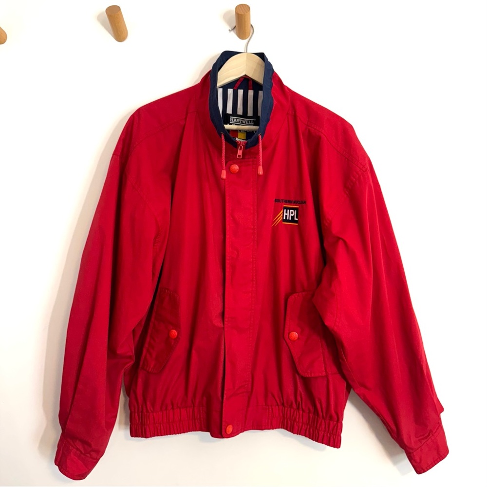 Vintage 90’s Hartwell Viasport Red Windbreaker Jacket Striped Lining Nuclear HPL